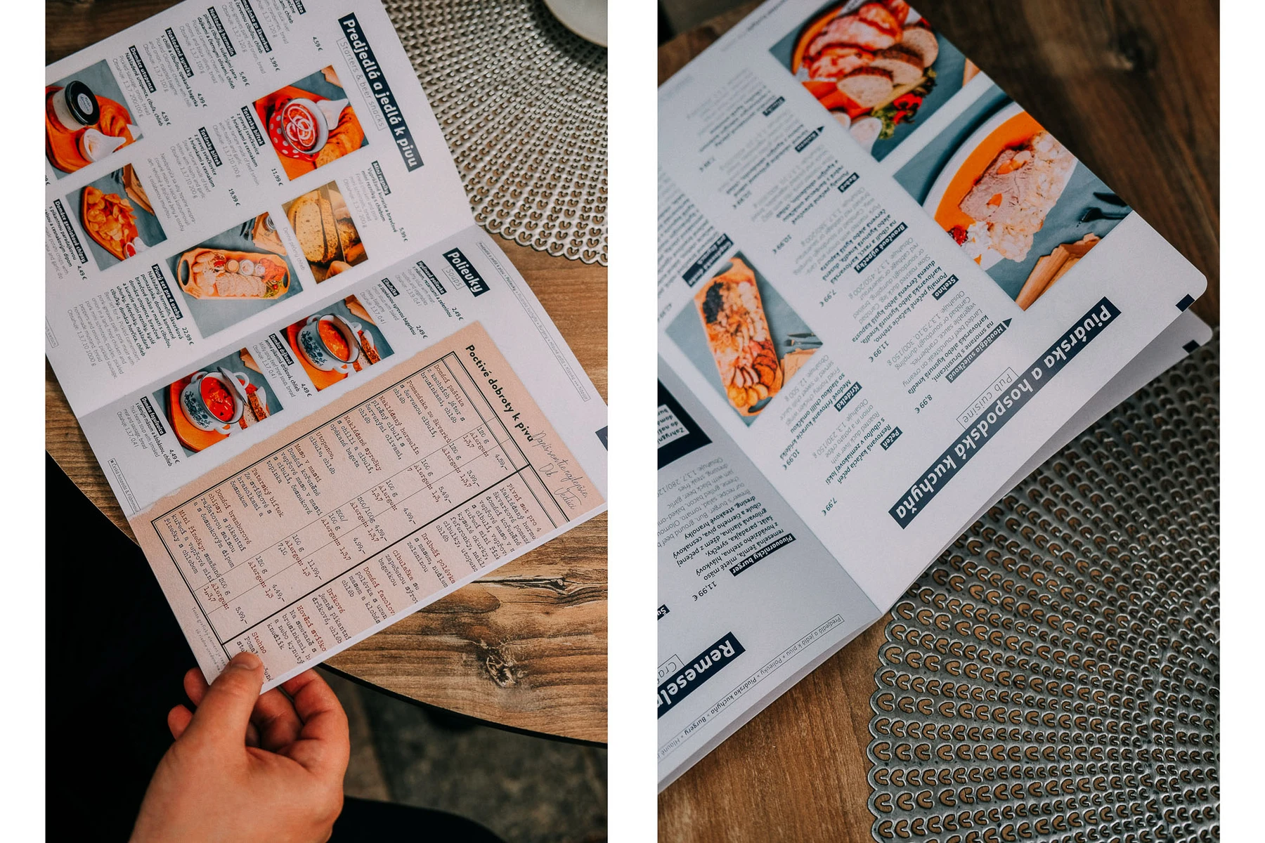 Menu for restaurant
